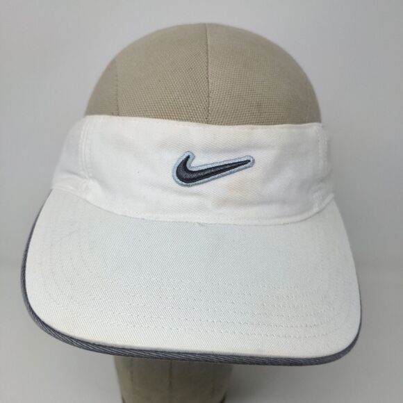Nike Mens Strapback Sun Visor Hat White OSFA Strapback Embroidered Logo Swoosh - Picture 3 of 12